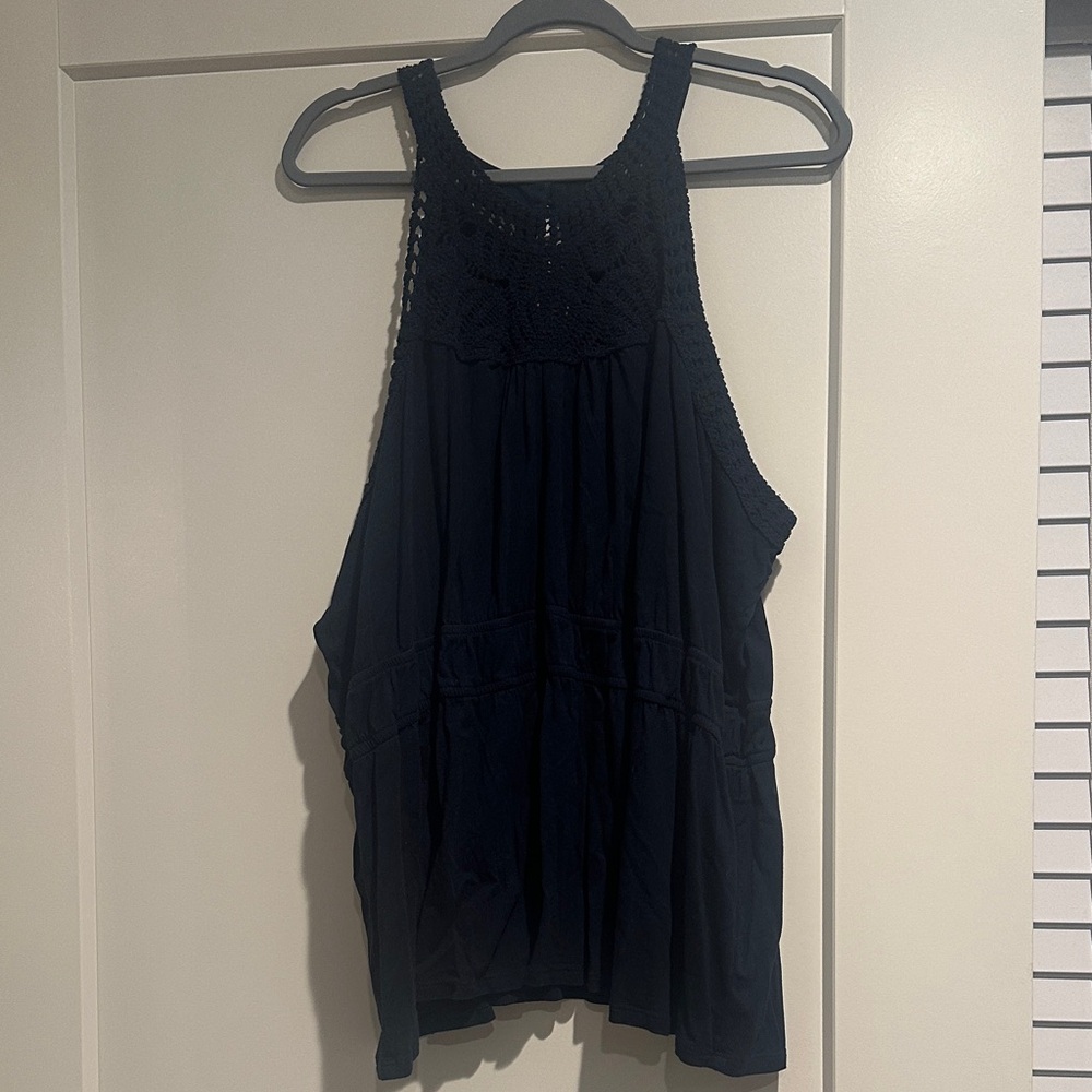 Maurices Black Crochet Detail Tank Top
